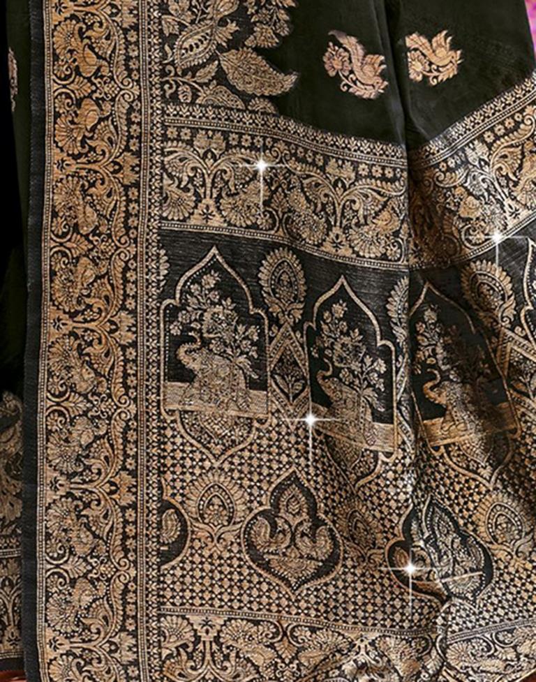 Black Banarasi Silk Weaving Saree | Leemboodi