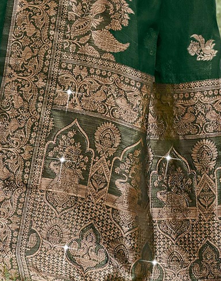 Green Banarasi Silk Weaving Saree | Leemboodi