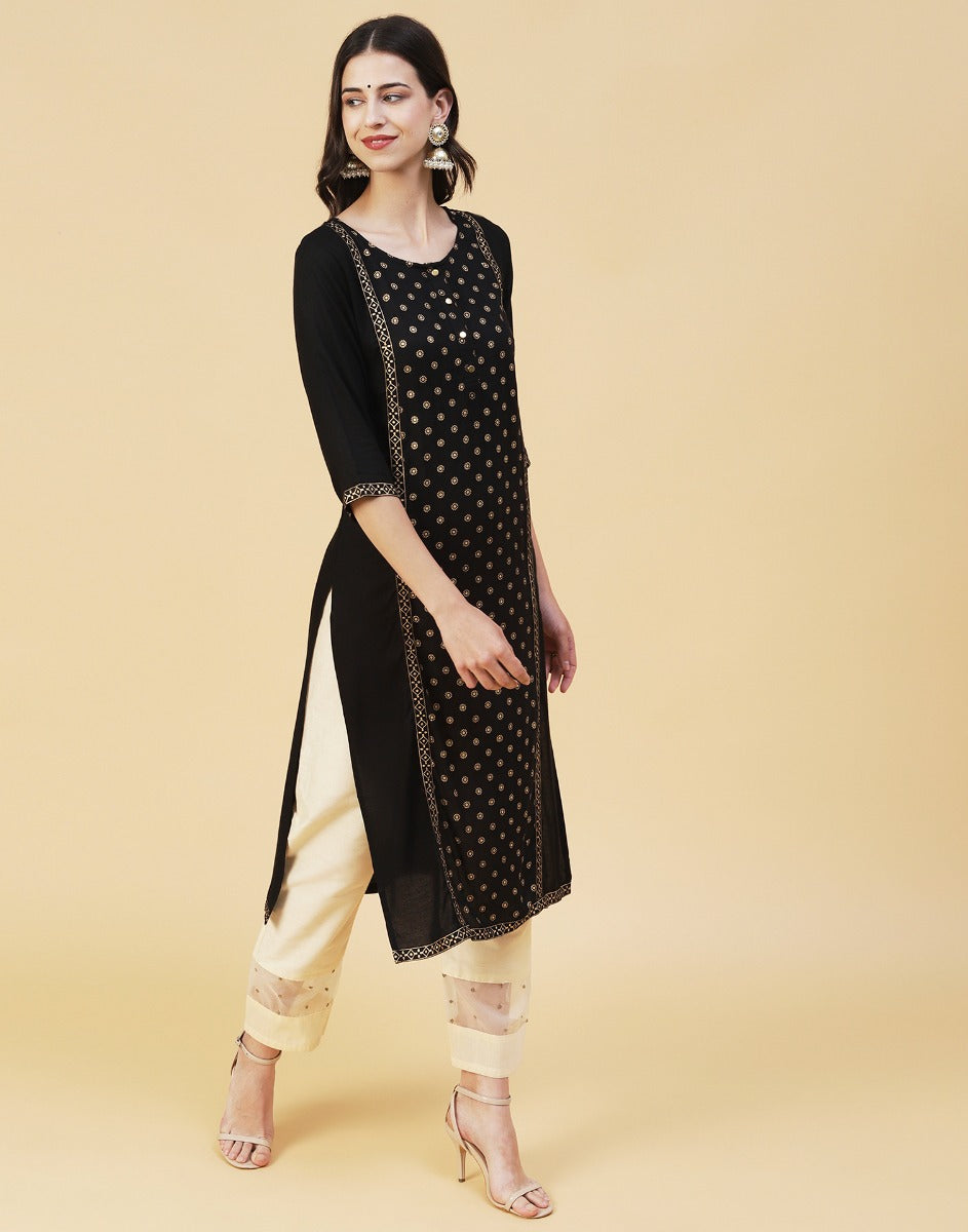 Beauteous Black Printed Kurti | Sudathi