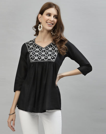 Black Embroidered Top | Sudathi