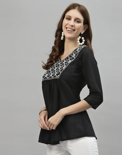 Black Embroidered Top | Sudathi