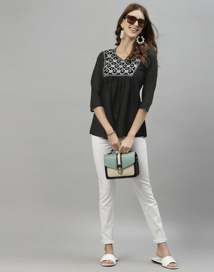 Black Embroidered Top | Sudathi