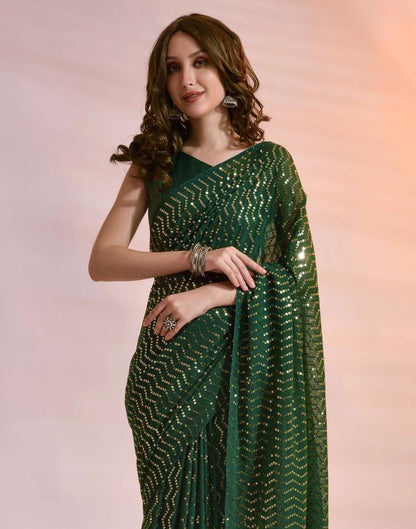 Green Georgette Sequence Saree | Leemboodi
