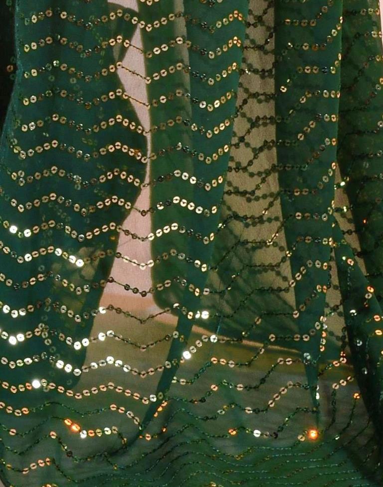 Green Georgette Sequence Saree | Leemboodi
