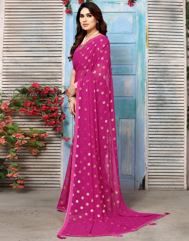 Rani Pink Georgette Printed Saree