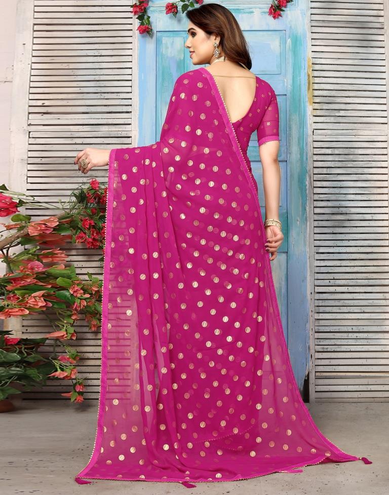 Rani Pink Georgette Printed Saree