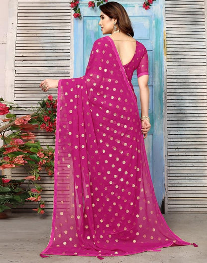 Rani Pink Georgette Printed Saree