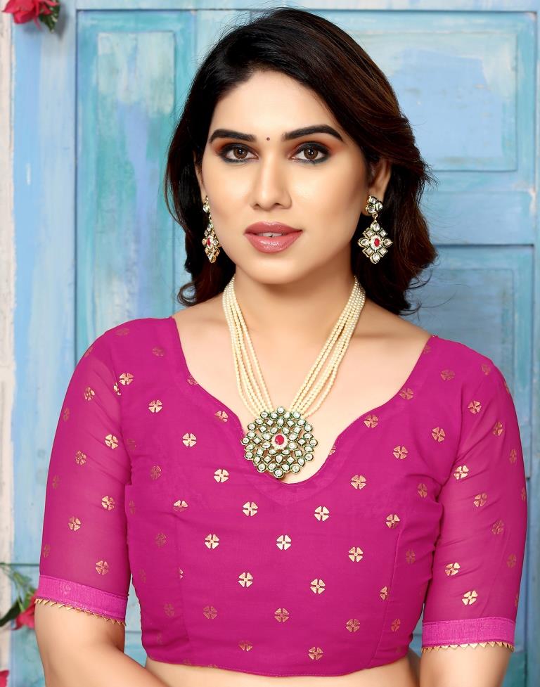 Rani Pink Georgette Printed Saree