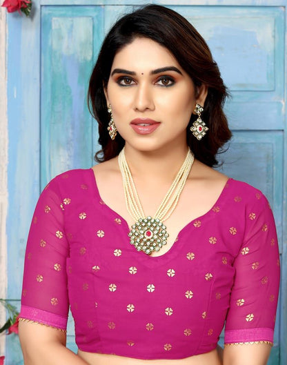 Rani Pink Georgette Printed Saree