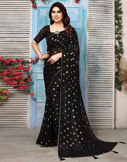 Black Georgette Printed Saree