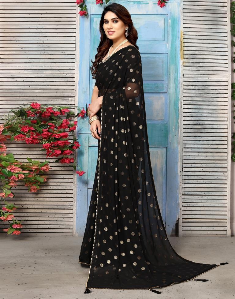 Black Georgette Printed Saree