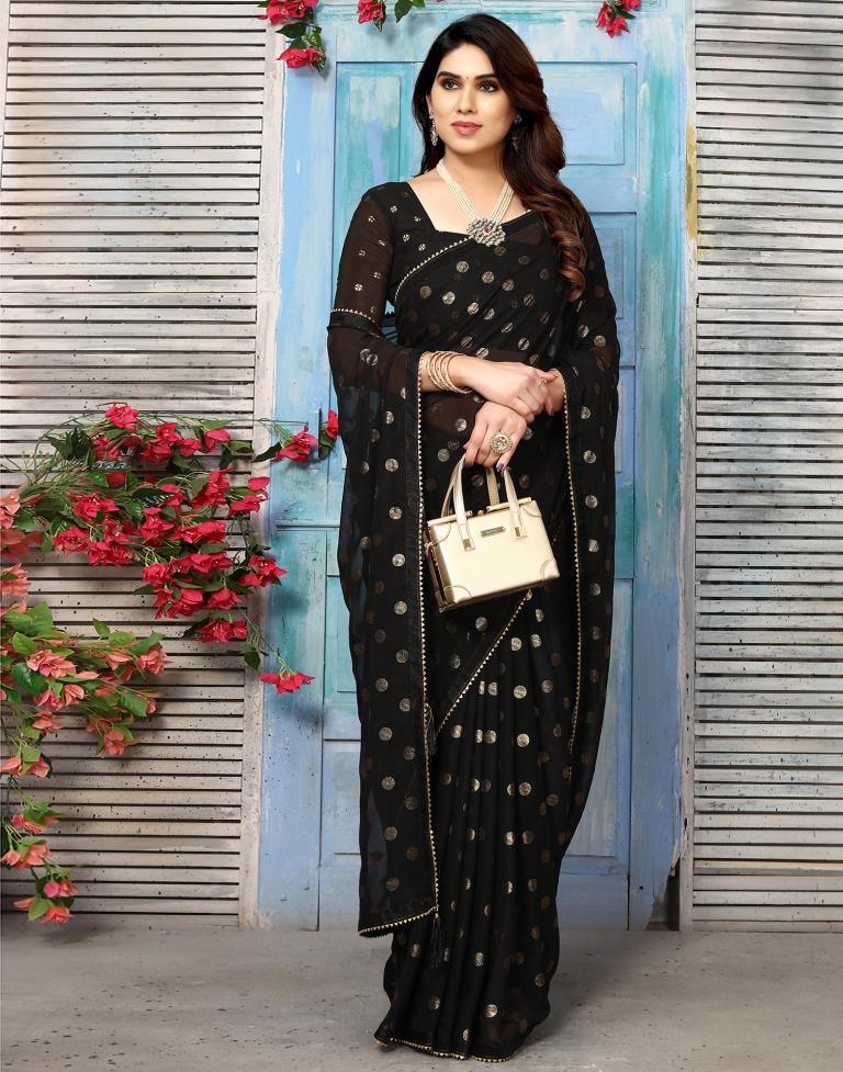 Black Georgette Printed Saree