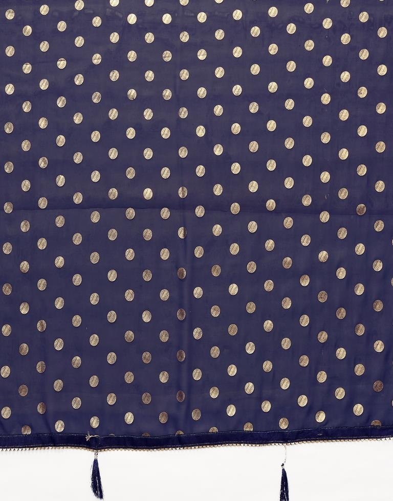 Navy Blue Georgette Printed Saree