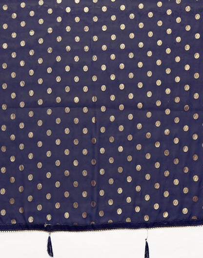 Navy Blue Georgette Printed Saree