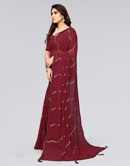 Maroon Printed Georgette Saree