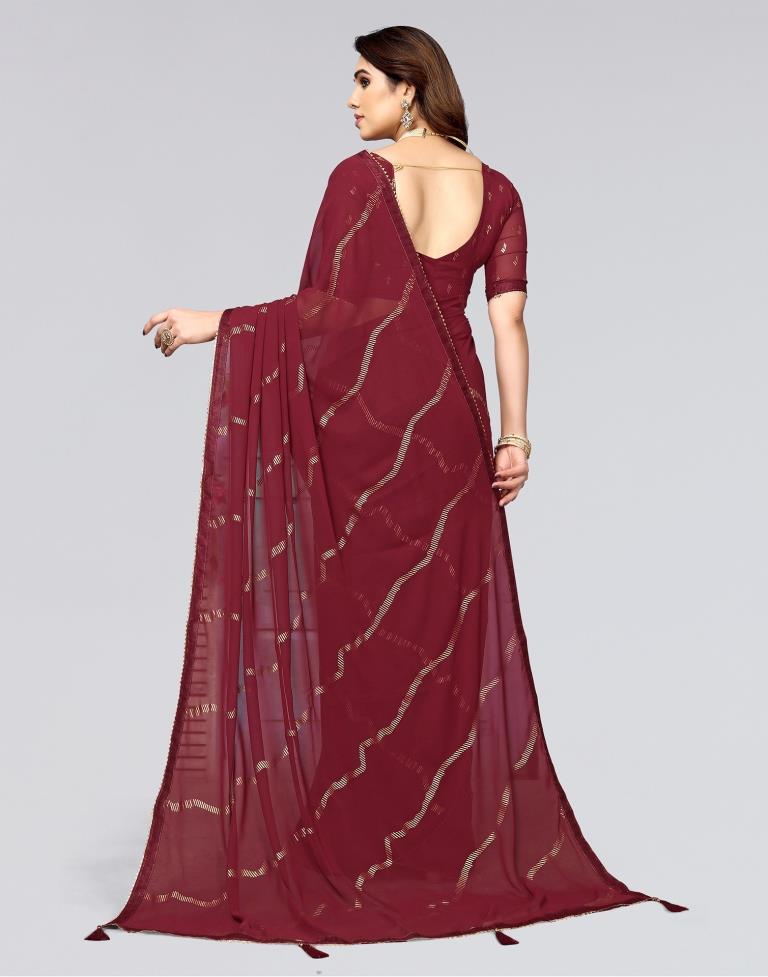 Maroon Printed Georgette Saree