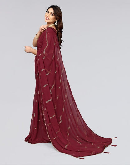 Maroon Printed Georgette Saree
