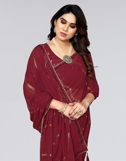 Maroon Printed Georgette Saree