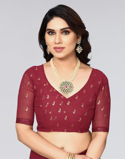 Maroon Printed Georgette Saree