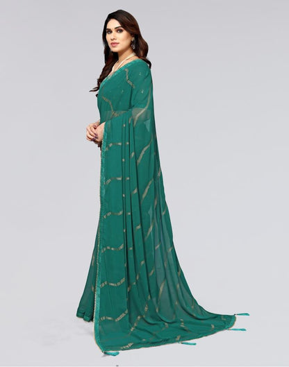 Green Printed Georgette Saree
