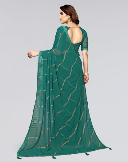 Green Printed Georgette Saree