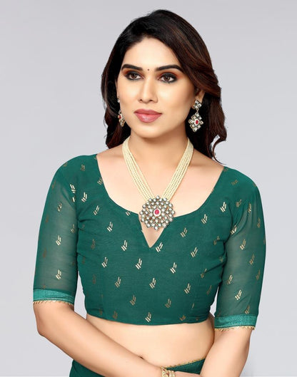 Green Printed Georgette Saree