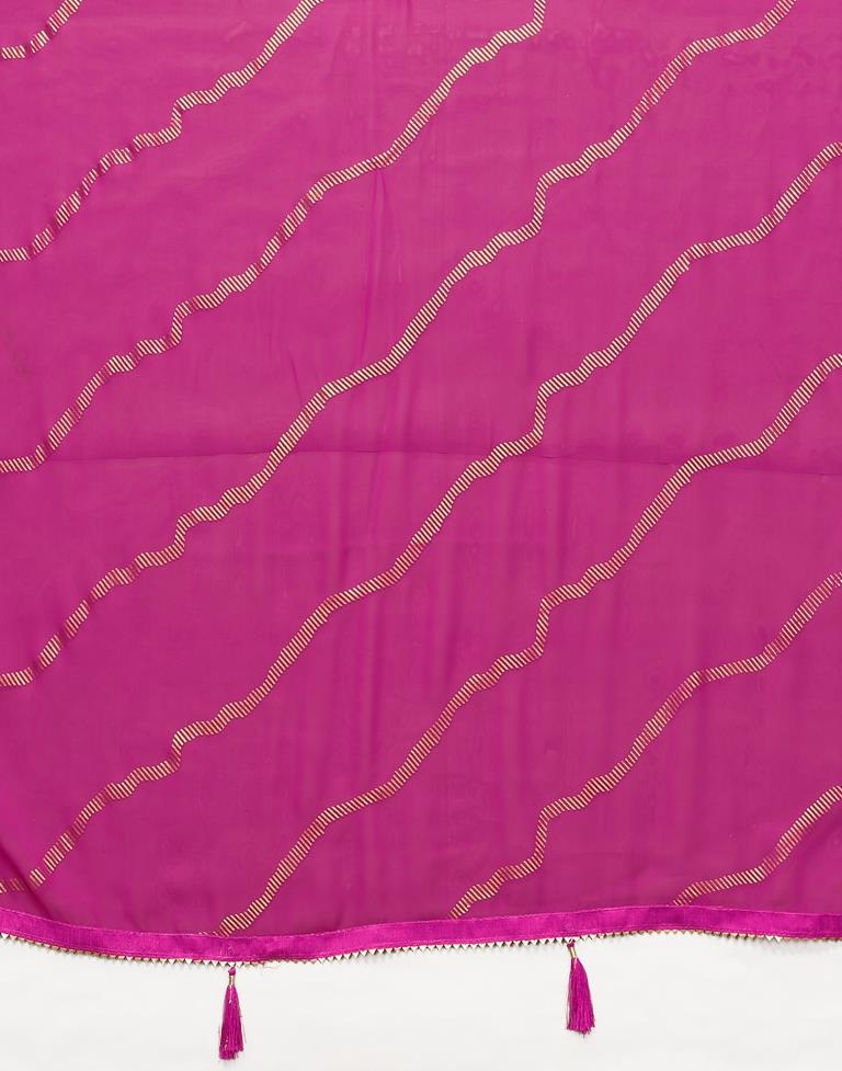 Rani Pink Georgette Printed Saree