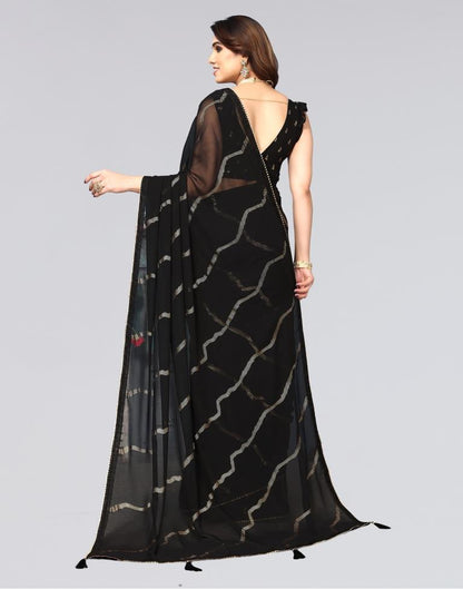 Black Printed Georgette Saree