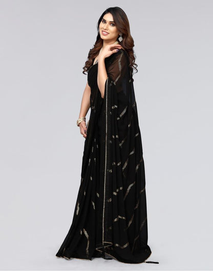 Black Printed Georgette Saree