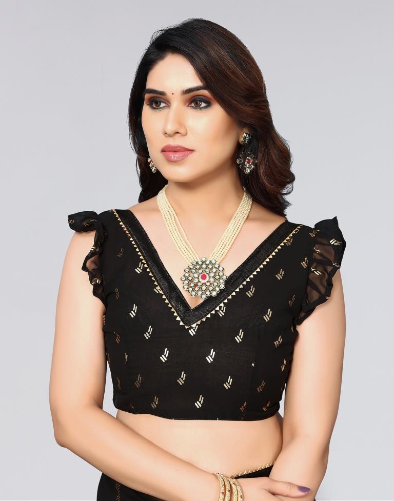 Black Printed Georgette Saree