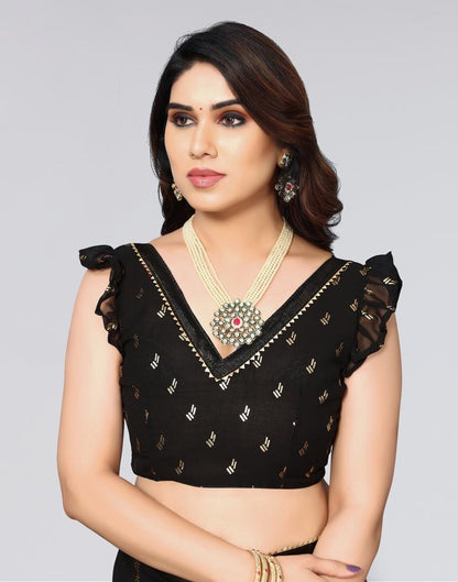 Black Printed Georgette Saree