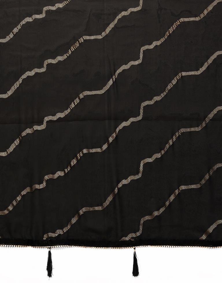 Black Printed Georgette Saree