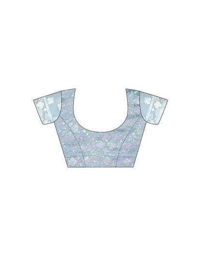 Light Blue Plain Net Saree