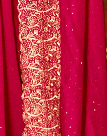 Red With Pink Plain Silk Saree