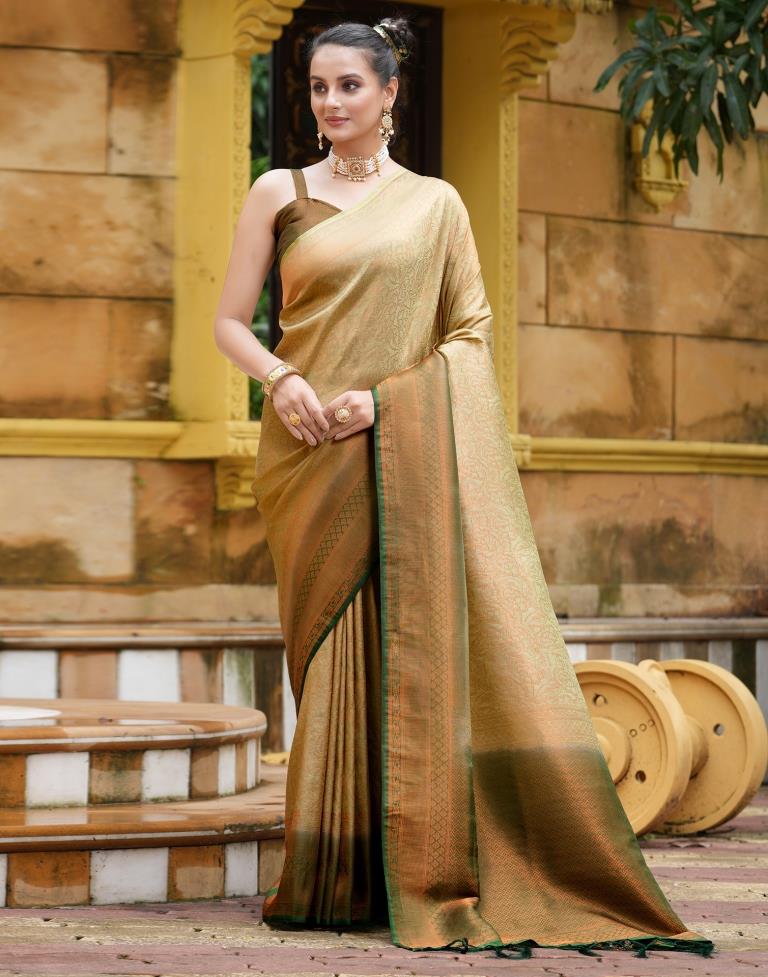 Pista Green Silk Weaving Kanjivaram Saree | Sudathi