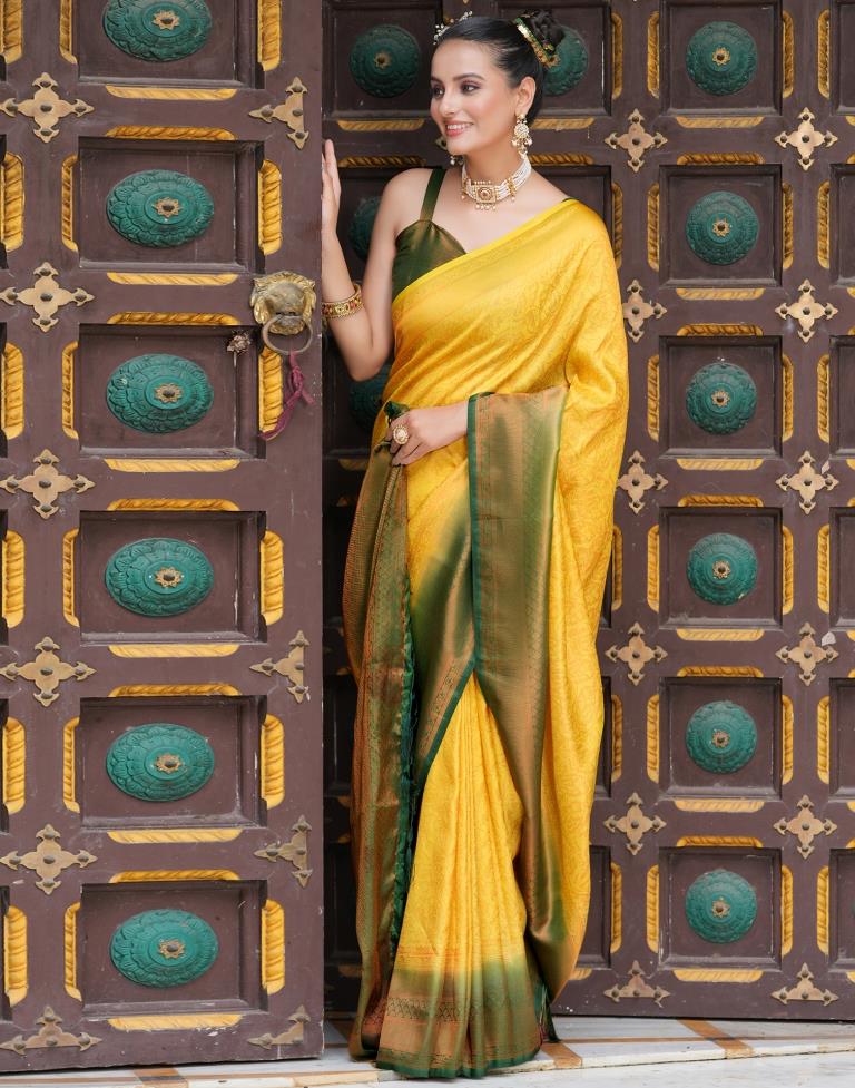 Yellow Silk Weaving Kanjivaram Saree | Sudathi