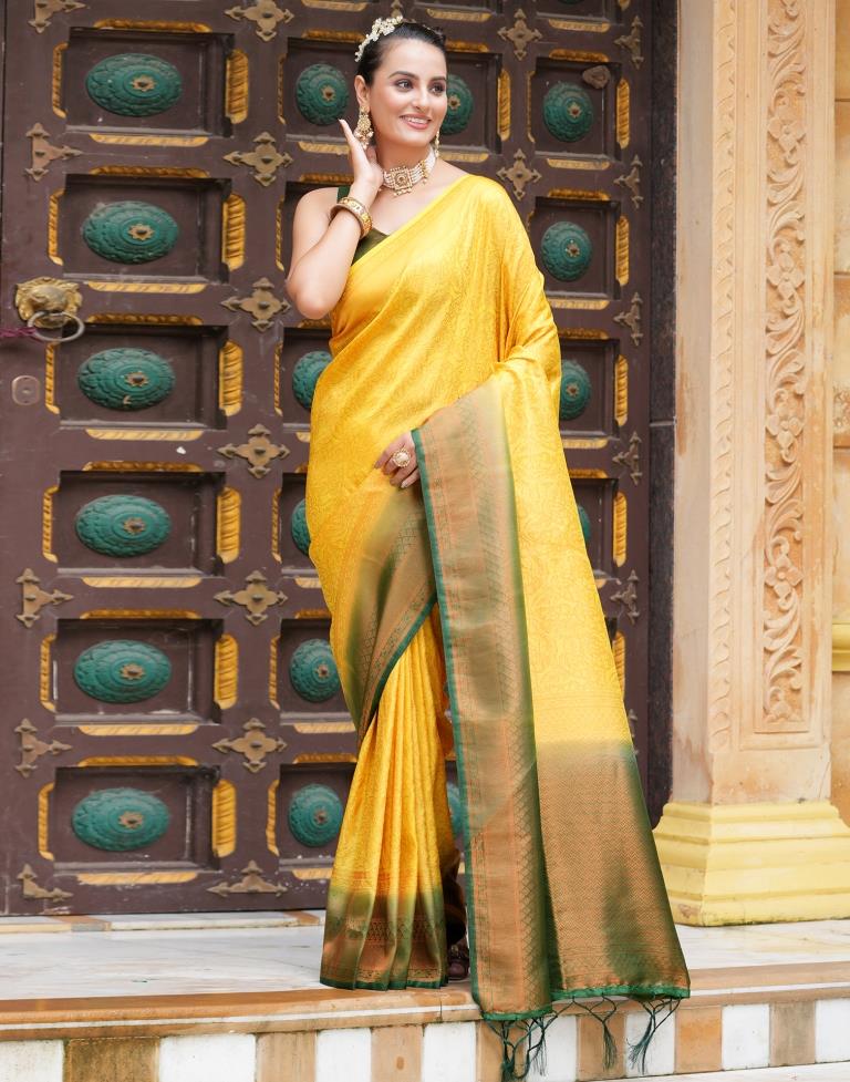 Yellow Silk Weaving Kanjivaram Saree | Sudathi