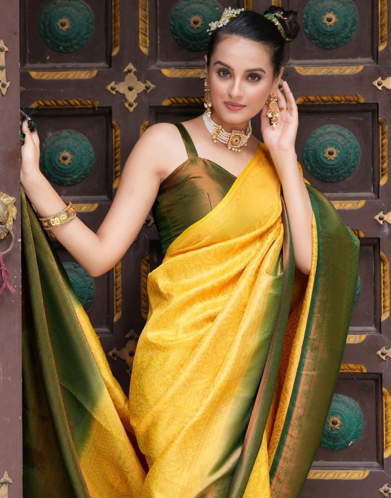 Yellow Silk Weaving Kanjivaram Saree | Sudathi
