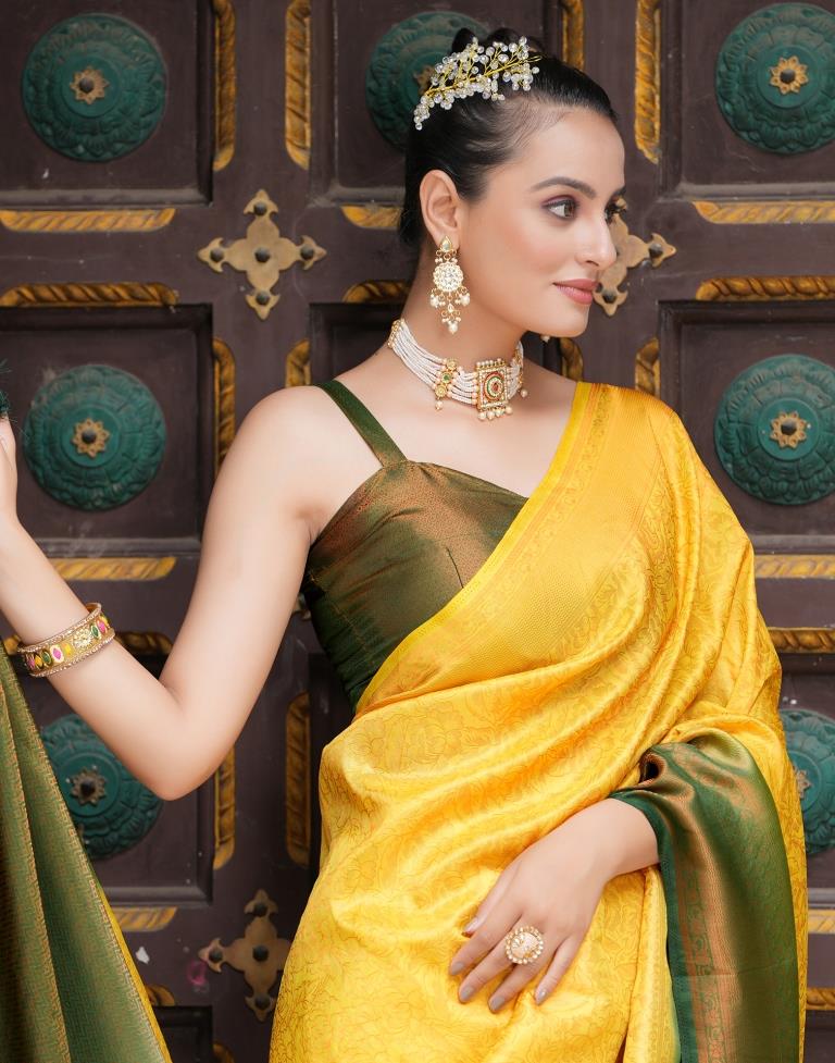 Yellow Silk Weaving Kanjivaram Saree | Sudathi