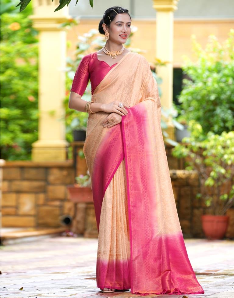 Beige Silk Weaving Kanjivaram Saree | Sudathi