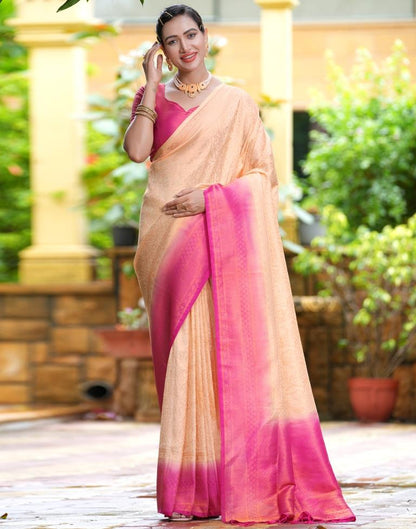 Beige Silk Weaving Kanjivaram Saree | Sudathi