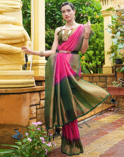 Rani Pink Silk Weaving Kanjivaram Saree | Sudathi