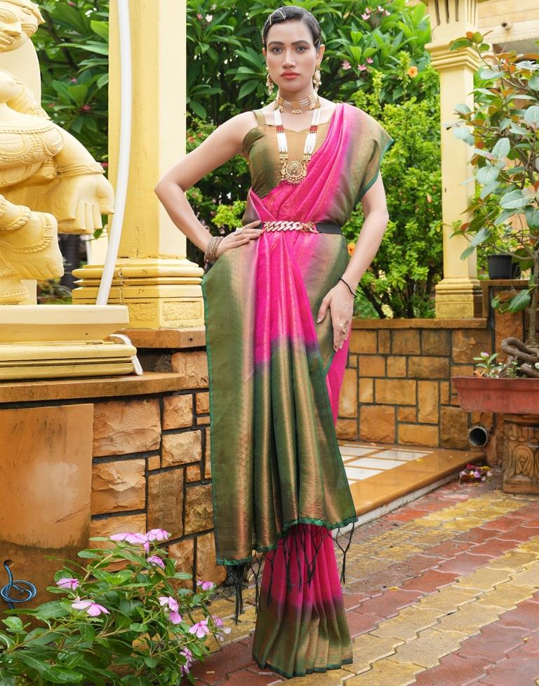 Rani Pink Silk Weaving Kanjivaram Saree | Sudathi