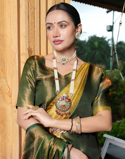 Pista Green Silk Weaving Kanjivaram Saree | Sudathi