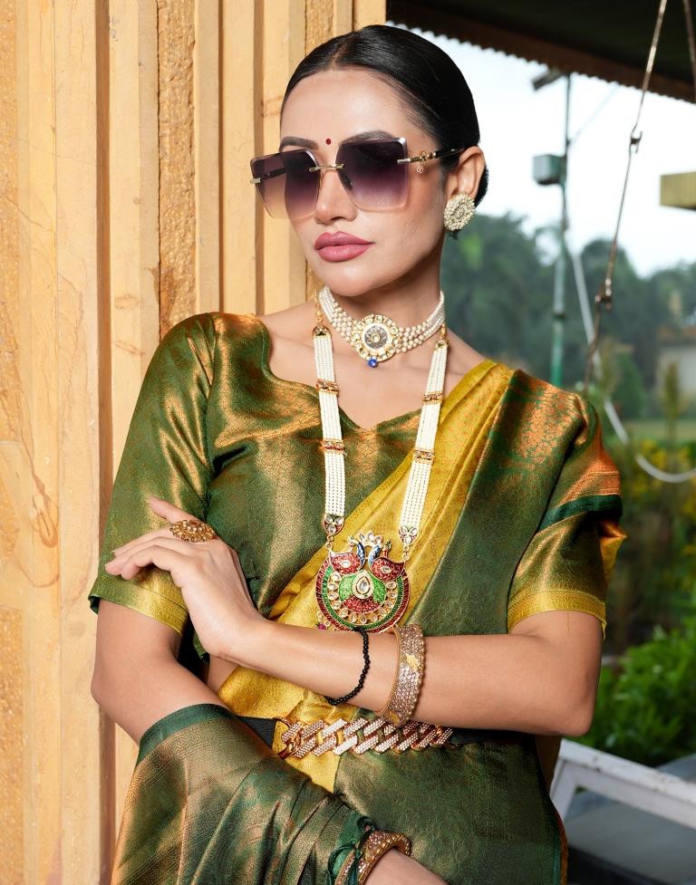 Pista Green Silk Weaving Kanjivaram Saree | Sudathi