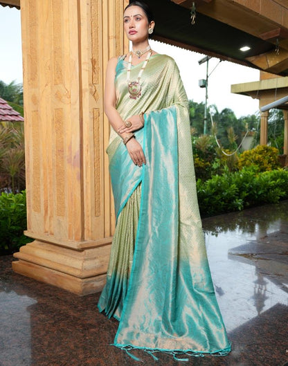 Mint Green Silk Weaving Kanjivaram Saree | Sudathi