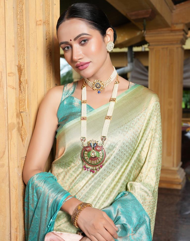 Mint Green Silk Weaving Kanjivaram Saree | Sudathi