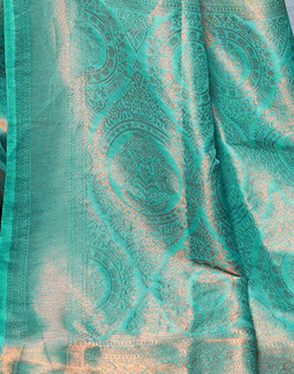 Mint Green Silk Weaving Kanjivaram Saree | Sudathi