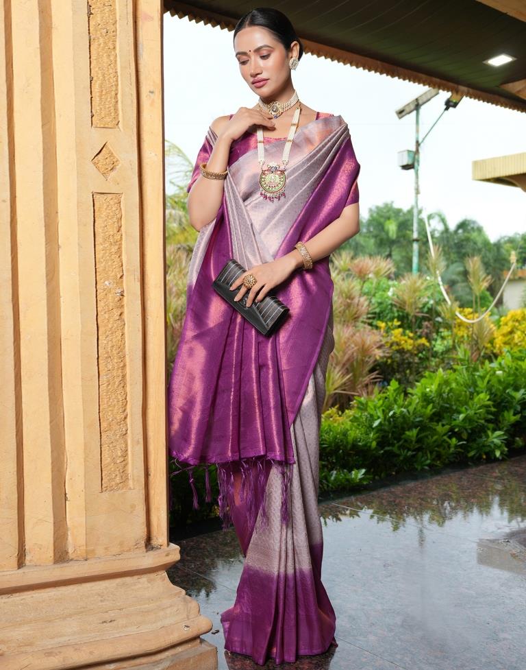 Light Purple Silk Weaving Kanjivaram Saree | Sudathi