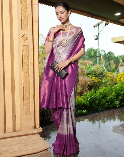Light Purple Silk Weaving Kanjivaram Saree | Sudathi
